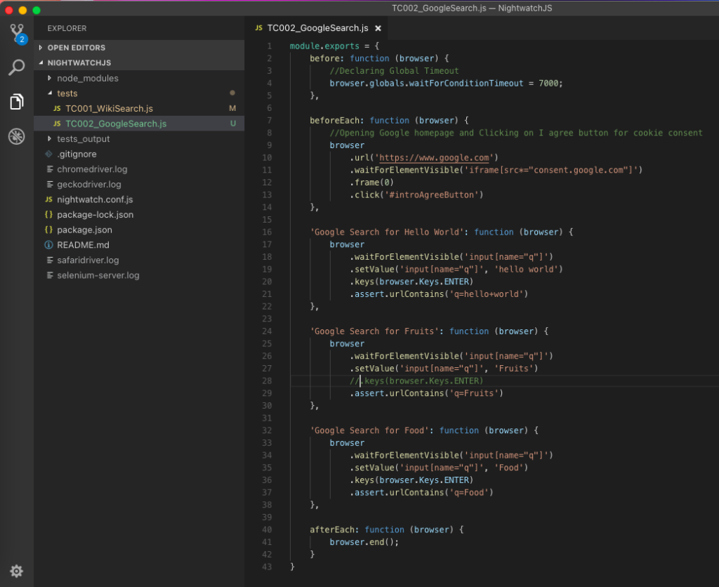 Nightwatch JS - How to prevent tests from skipping if one test fails ...