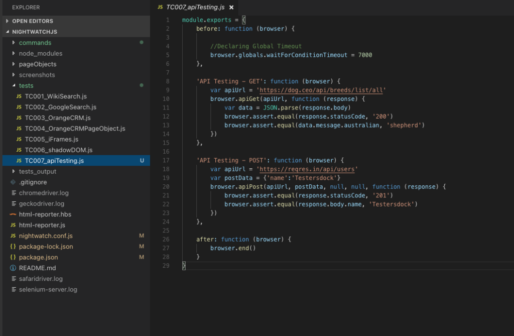 How to do API Testing in Nightwatch JS - TestersDock