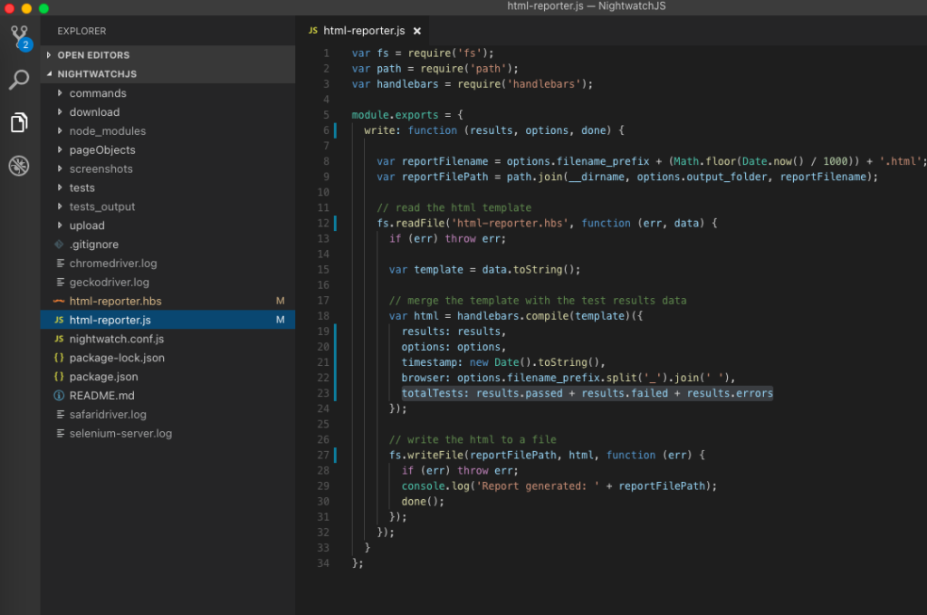 How to create HTML reports in Nightwatch JS - TestersDock