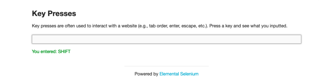 Internet herokuapp key presses