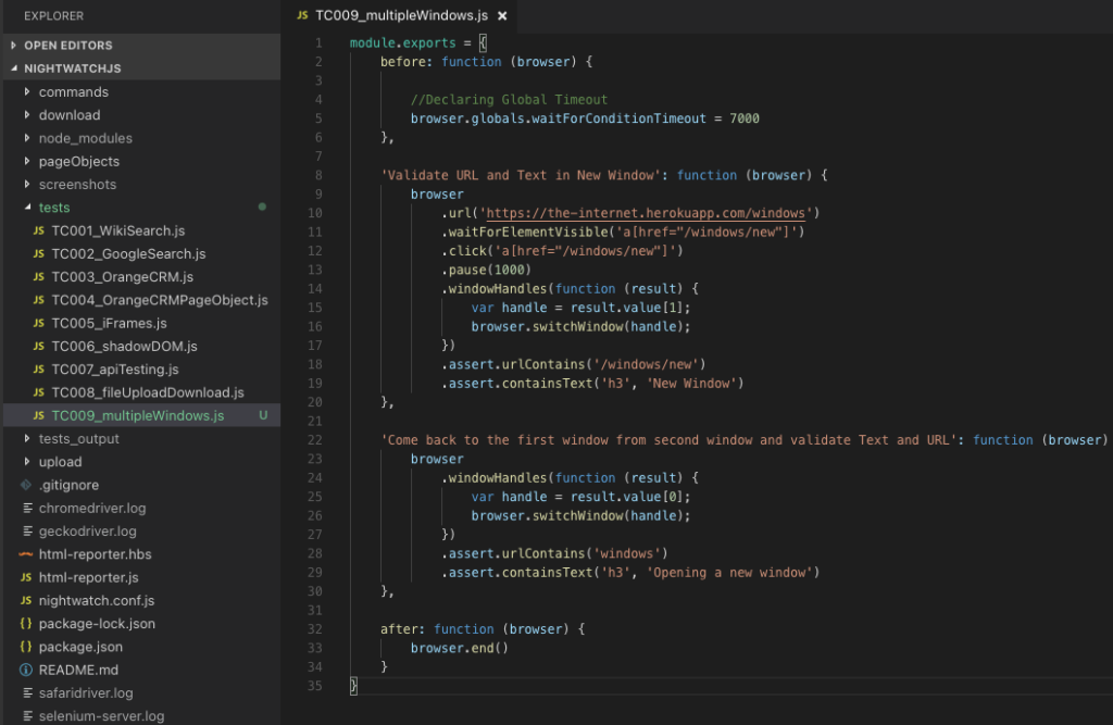 How to handle Multiple Browser Windows in Nightwatch JS - TestersDock