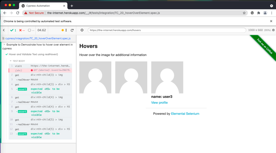 How to hover over elements in Cypress TestersDock