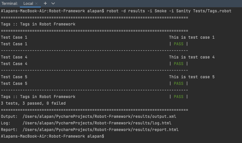 Robot Framework Command To Run