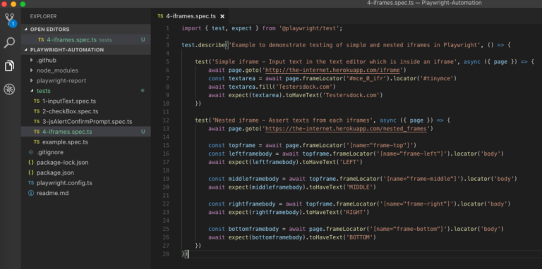 How to handle simple and nested iframes in Playwright - TestersDock